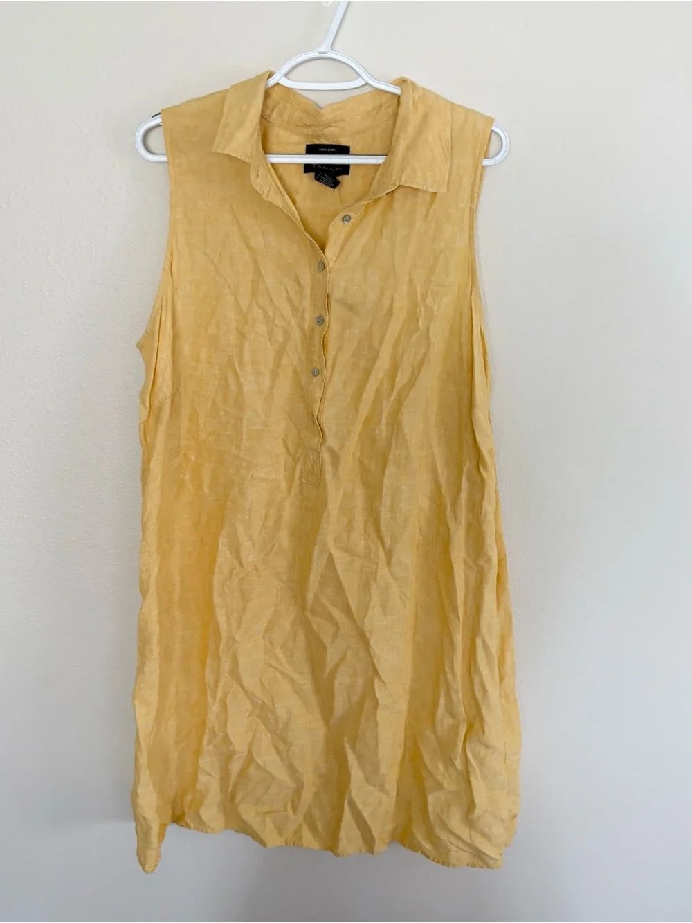 Tahari 100% Linen Lagenlook Lightweight Sleeveless Shift Dress Buttons Size 1X
